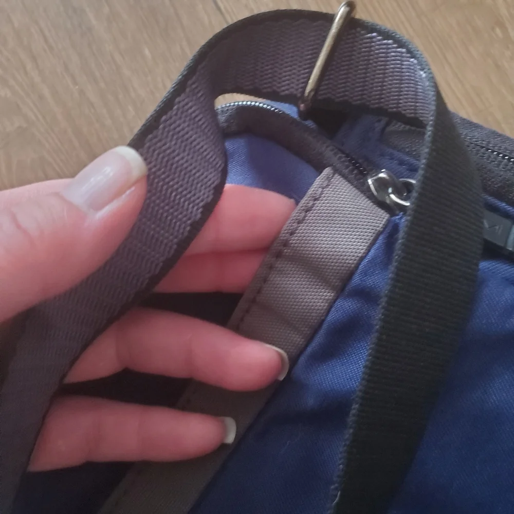 TUMI Navy Blue Organizer Travel Crossbody Bag.